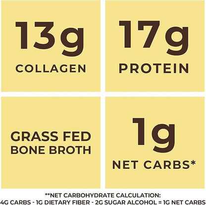 16oz Vanilla Bone Broth Protein Powder From Grass Fed Beef - Non-GMO Ingredients, Gut-Friendly, Low