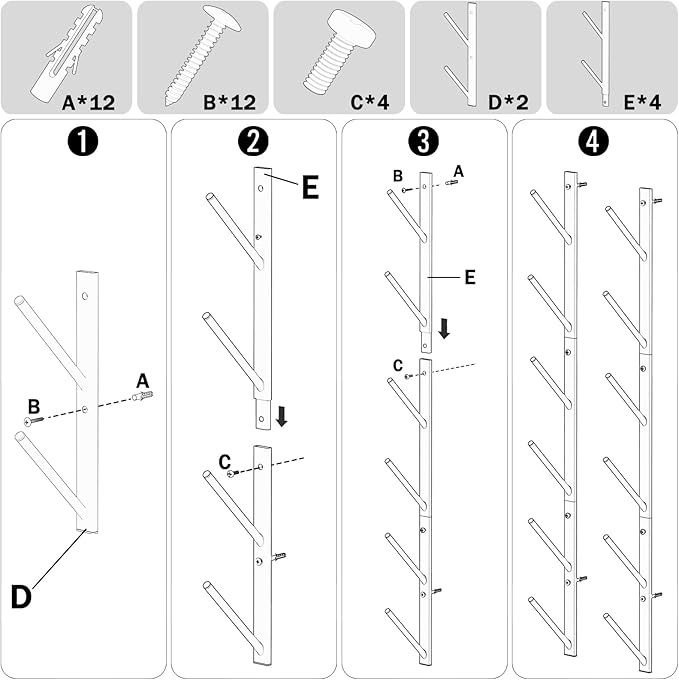 Skateboard Wall Mount, 6-Tier Skate Board Rack Wall Mount, Snowboard Storage Longboard Deck
