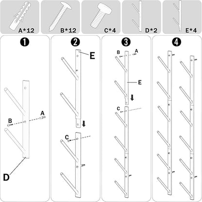 Skateboard Wall Mount, 6-Tier Skate Board Rack Wall Mount, Snowboard Storage Longboard Deck