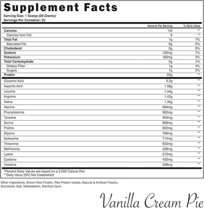 Steel Supplements Veg-PRO | Vegan Protein Powder, Vanilla Cream Pie | 25 Servings (1.65lbs) | BCAA