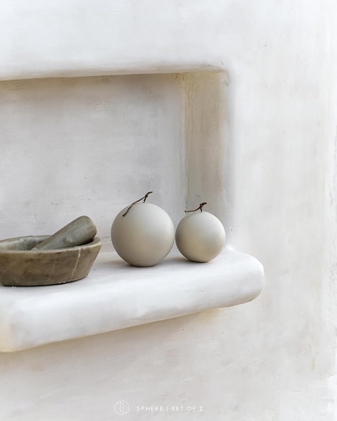 LAWA Sphere Set of 2 Candle - Beautiful Handmade Pillar Scented Soy Wax Elegant Aesthetic Candle