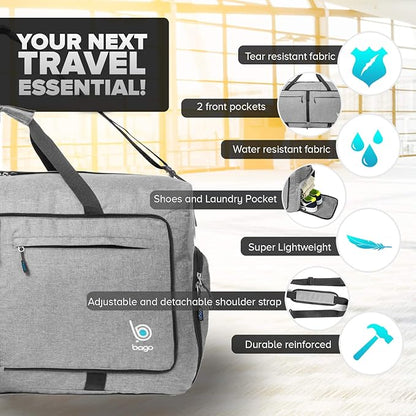 Bago Large Foldable Duffel Bags for Traveling Women & Men - 100L Packable Duffle Bag for Travel