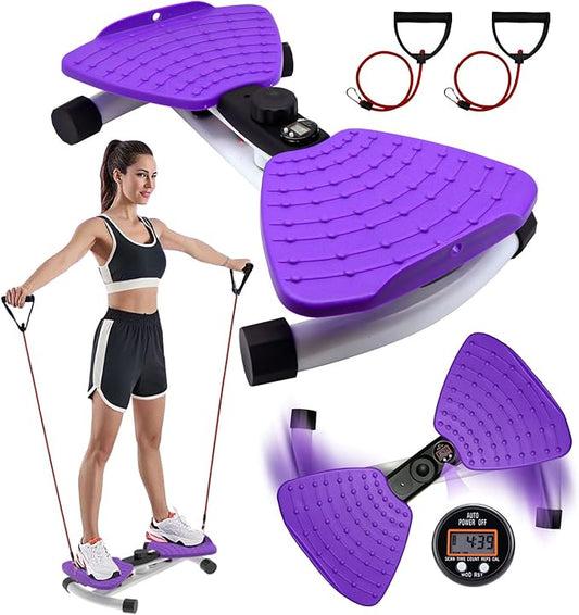 Waist Twister Ab Machine, 330 lbs Capacity, Noiseless Anti-Slip Twist Board with Resistance Bands