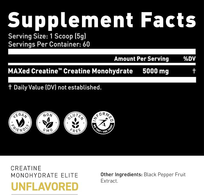 Kaged Creatine Monohydrate Elite Powder | Unflavored | Muscle Building & Recovery | MAXCatalyst for