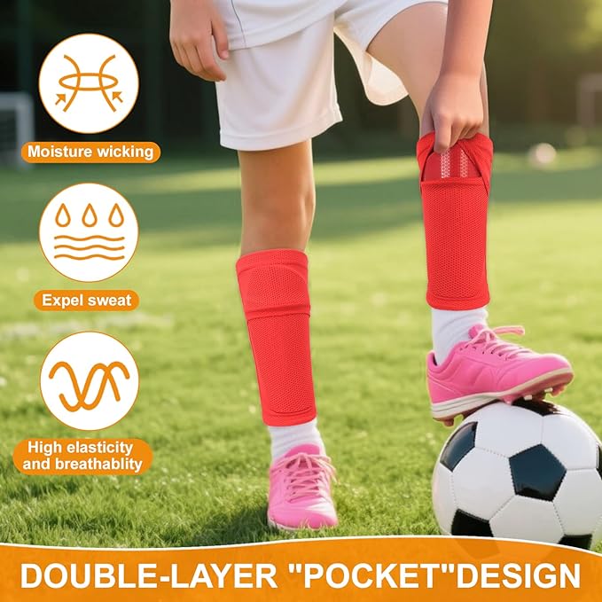 Shin Guards Soccer Kids 2025 Version High-Density Foam Soccer Shin Guard with Sleeves Shin