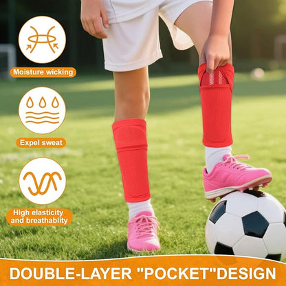 Shin Guards Soccer Kids 2025 Version High-Density Foam Soccer Shin Guard with Sleeves Shin