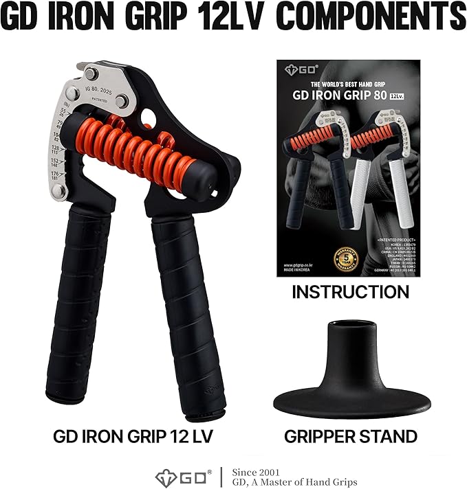 GD IRON GRIP Grip Strength Trainer Adjustable Hand Gripper Strengthener Hand Grip Exerciser Wrist