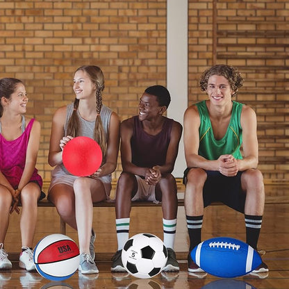 Deekin 8 Pcs Sports Balls Set for Adult Assorted Football Basketball Soccer Playground Balls