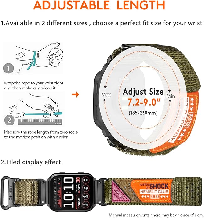 Rugged Nylon Sports Strap With Woven Loop Design, Compatible With Venu 2, 3, Plus, Sq, Sq 2, Music