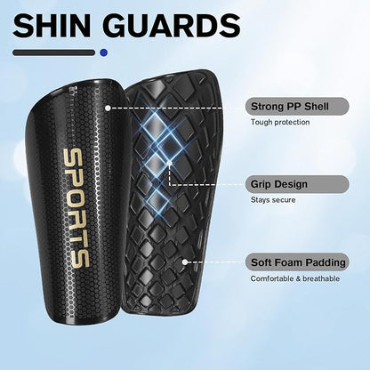Youth Soccer Shin Guard Socks, Built-in Protective Pads, Kids Knee High Football Athletic Team