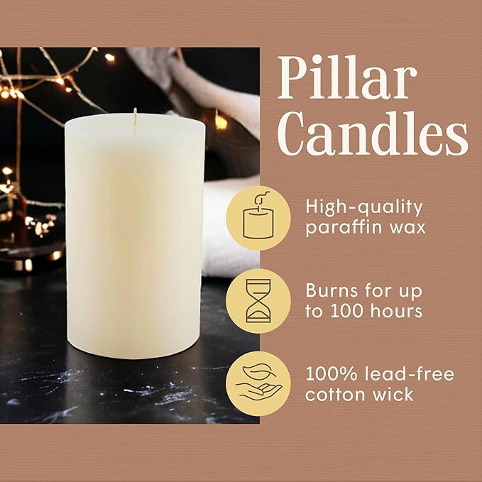 Mister Candle Dripless Vanilla Scented Ivory Pillar Candle Hand Made Vanilla Pillar Candles with
