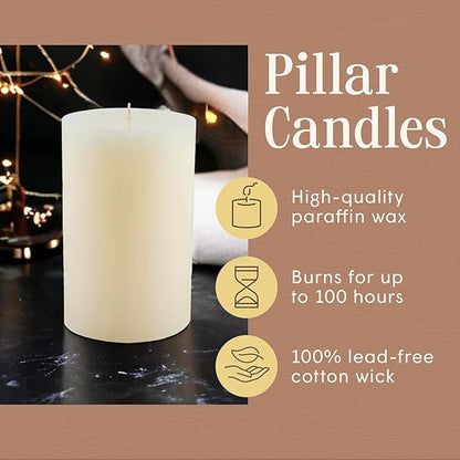 Mister Candle Dripless Vanilla Scented Ivory Pillar Candle Hand Made Vanilla Pillar Candles with