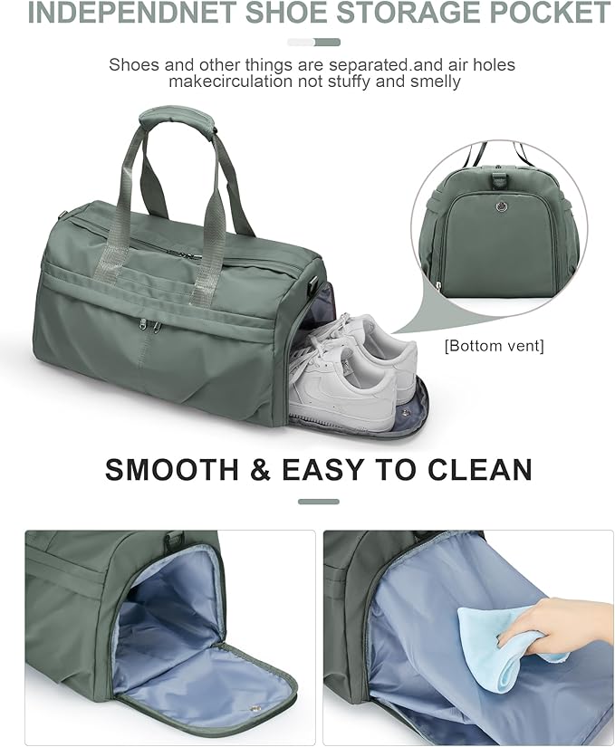 Gym Bag for Women Men, Sport Duffel Bag with Toiletry Bag & Shoe Compartment,Waterproof Travel