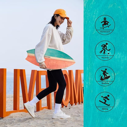 XCMAN Surf Balance Board Trainer with Roller Wooden Exercise Balancing Stability Trainer - Non Slip