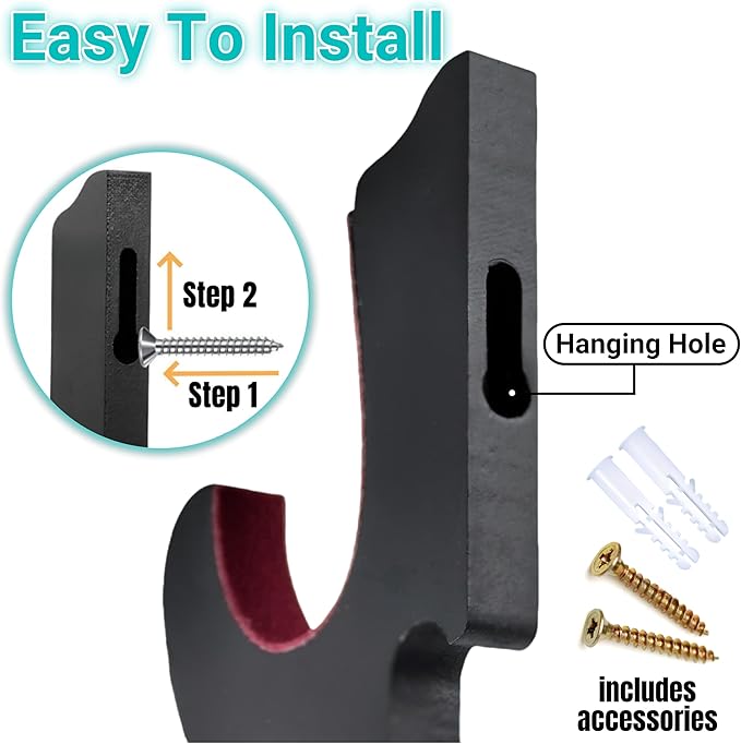Eforlife 2/Set Sword Hook Wall Mount Samurai Sword Hanger Display Holder Adjustable for Katana