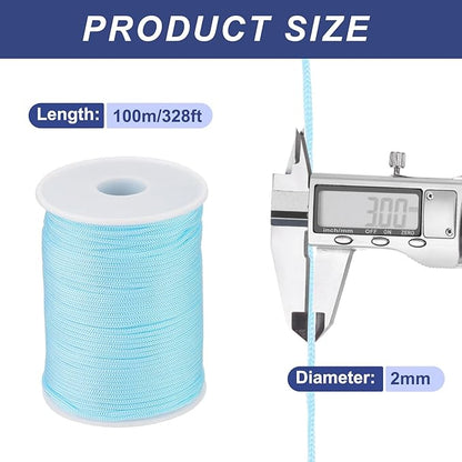 MECCANIXITY 1/12 Inch Polypropylene Rope Braided Ropes, 328ft Nylon Rope Hollow Utility Cord for