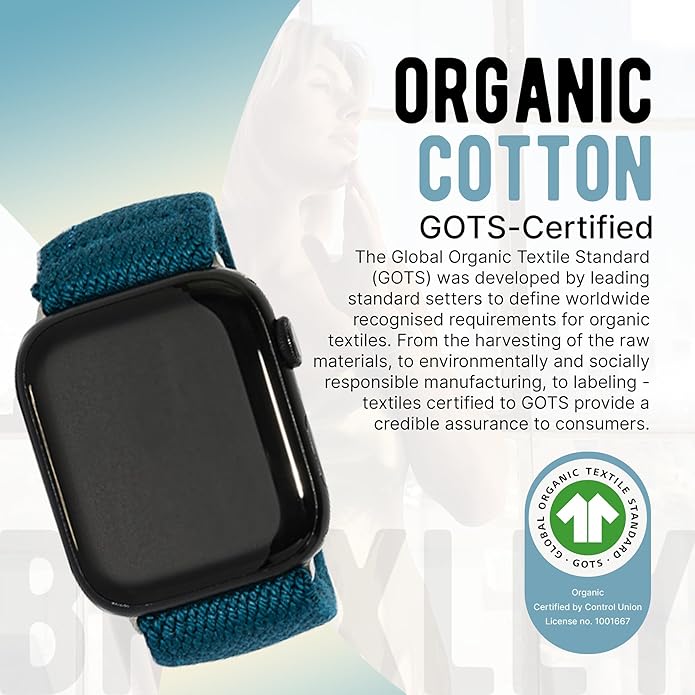 Braxley Bands - Organic Cotton Watch Bands For Women and Men, Compatible With All Apple Watch Sizes