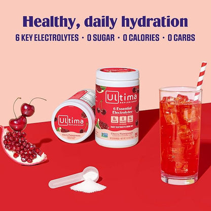 Ultima Replenisher Daily Electrolyte Powder Drink Mix – Sugar Free – Cherry Pomegranate, 90