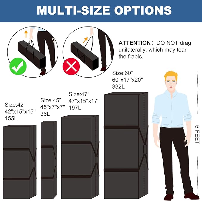 COOLBEBE 60" Sports Duffle Bag - 332L Extra Large Travel Duffel Luggage Bag with Upgrade Zipper