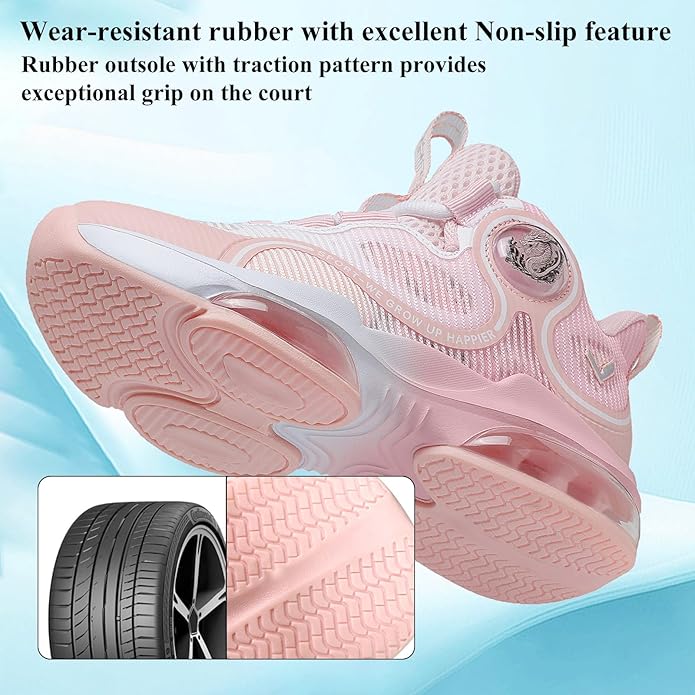 VITUOFLY Kids Basketball Shoes Boys Air Cushion Sneakers Girls Mid Top School Hoops Shoes Non-Slip