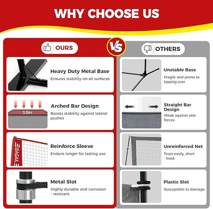 BAGAIL Volleyball Net, 12ft/20ft Portable Volleyball Net for Backyard - Adjustable Height