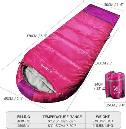 REDCAMP Kids Mummy Sleeping Bag for Camping, 3 Season Cold Weather Sleeping Bag Fit Boys,Girls &