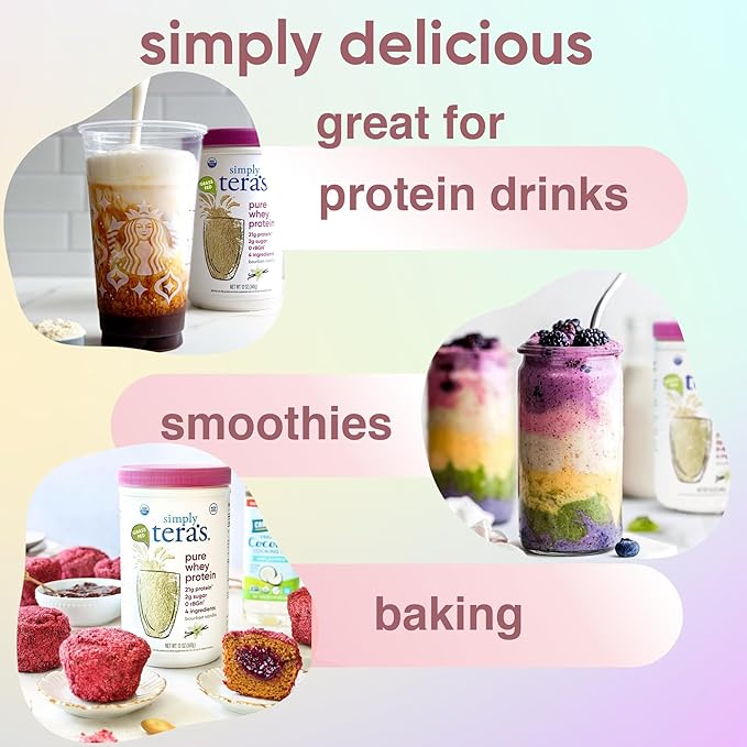 Simply tera's Pure Whey Protein Powder - Grass Fed Vanilla Whey Protein Powder, Clean, Made Without