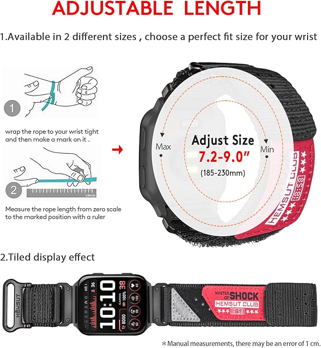 Rugged Nylon Sports Strap With Woven Loop Design, Compatible With Venu 2, 3, Plus, Sq, Sq 2, Music