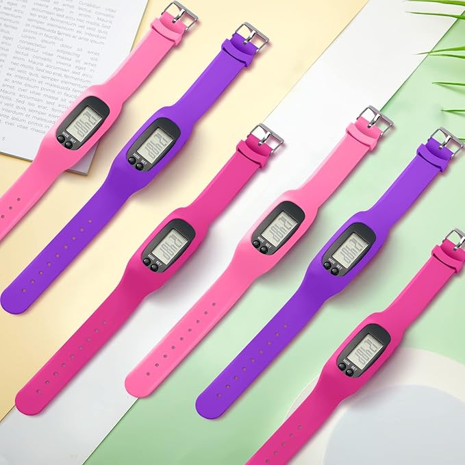 Geyoga 24 Pcs Pedometer for Walking Steps and Miles Pedometer Watch Silicone Steps Tracker Running