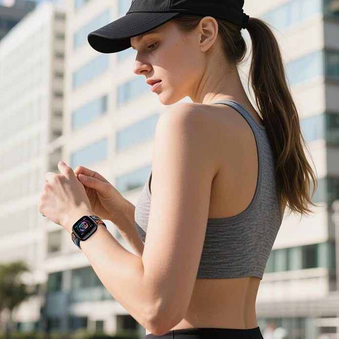 Braided Stretchy Band for Fitbit Versa 4/Versa 3/Sense 2/Sense Watch Band Women Men,Parachute-style