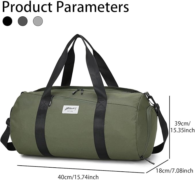 BE SMART Waterproof Mens Gym Bag with Shoe Compartment, Duffle Bag with Wet Pocket for Men