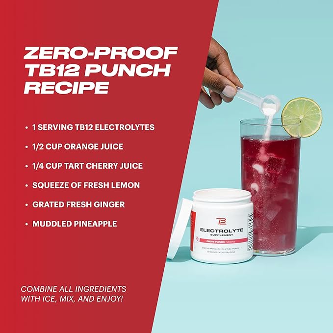 TB12 Electrolytes Powder Packets Fruit Punch ??Mineral-Rich Electrolyte Powder for Fast Hydration