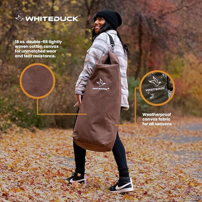 WHITEDUCK Top Load Canvas Folding Duffel Bag, Water Resistant Army Style Shoulder Bag for Men and