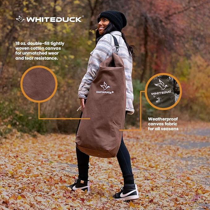 WHITEDUCK Top Load Canvas Folding Duffel Bag, Water Resistant Army Style Shoulder Bag for Men and