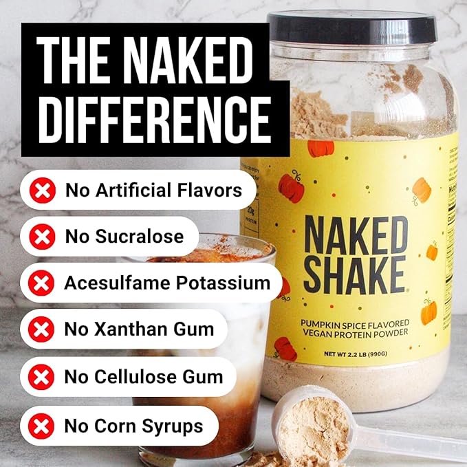 Naked Shake - Pumpkin Spice Protein Shake - Flavored Plant Based Protein with MCT Oil