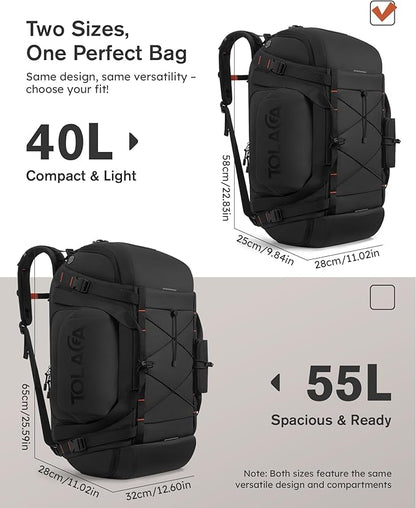 Tolaccea Gym Bag for Men with Shoe Compartment Wet Pocket, 40L Convertible Duffle Bag Gym Backpack