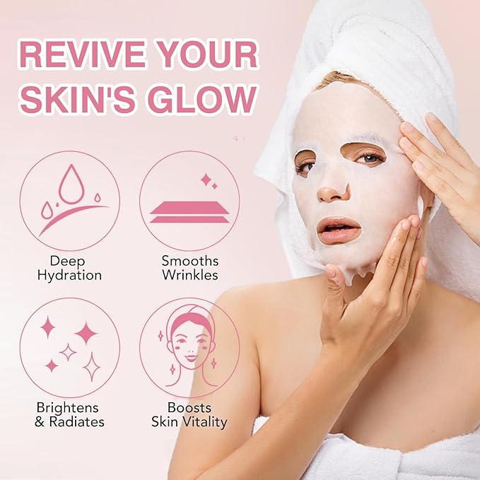 10 Sheets Face Masks Skincare for All Skin Types, Rose Hydrating Face Sheet Masks Suitable for