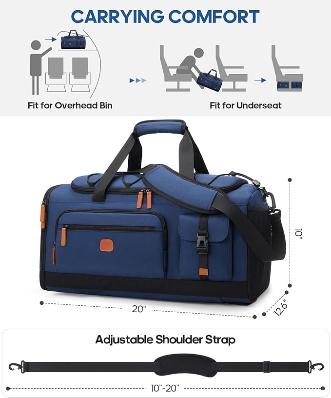 Gym Bag for Men and Women with Shoe & Laptop Compartment, 3-in-1 Sports Travel Duffel Bag