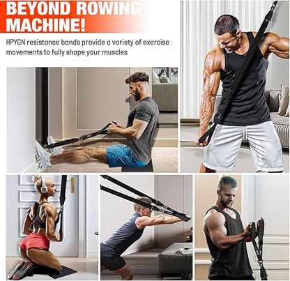 HPYGN Rowing Resistance Bands, Best Replacement for Rowing Machine, Home Gym Workout Equipment for