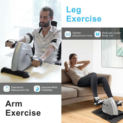 Mini Exercise Bike, AGM Under Desk Bike Pedal Exerciser Foot Cycle Arm & Leg Pedal Exerciser with