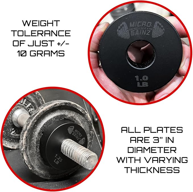 Micro Gainz Standard 1-Inch Center Hole Fractional 2 Pcs Color Weight Plates, Choose (.25LB-1LB)