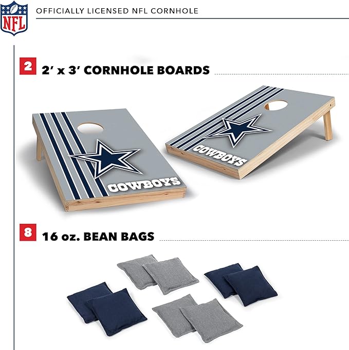 NFL 2' x 3' Solid Wood Cornhole Set with Direct Print HD Team Graphics – Great Gift for Any