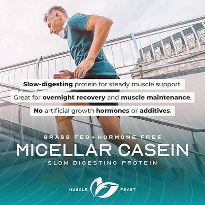 Muscle Feast Grass Fed Micellar Casein Protein Powder, Pasture Raised & Hormone Free, Slow