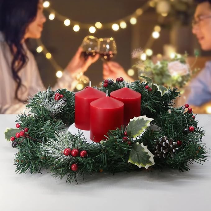 3x4 Inch Red Pillar Candles, 3 Packs Unscented Smokeless Dripless Cylinder Candles for Christmas