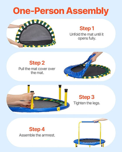 VEVOR 3FT Trampoline 36" Indoor/Outdoor for Toddlers, Foldable Mini Baby With Foam Handle