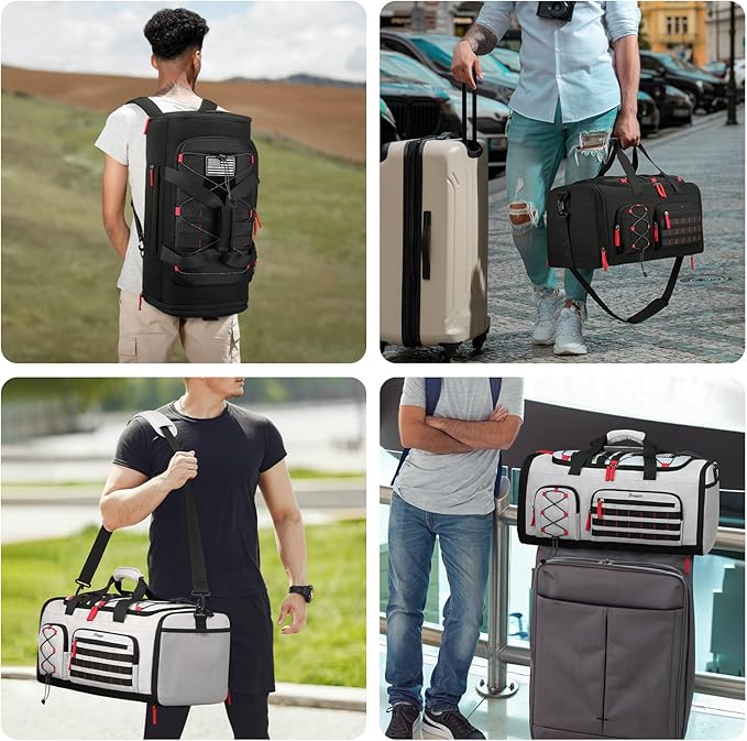 Bosstin Gym Bag for Men & Women, 45L Travel Duffle Sports Duffel Bag Gym Weekender Overnight