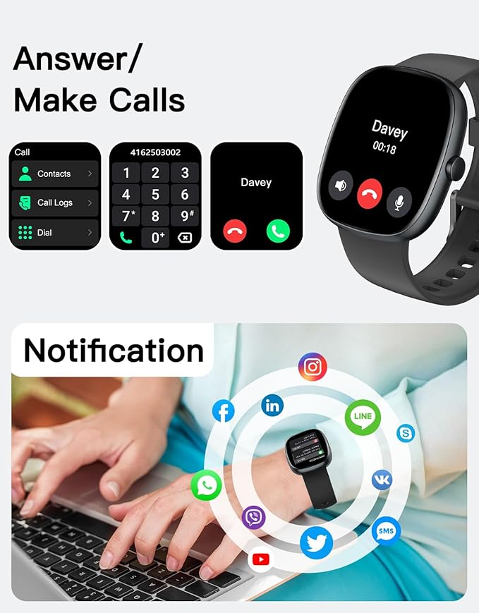Fitness Tracker 2025 Ver. (Answer/Make Calls), 1.85" Smart Watch Fitness Watches for Women Men with