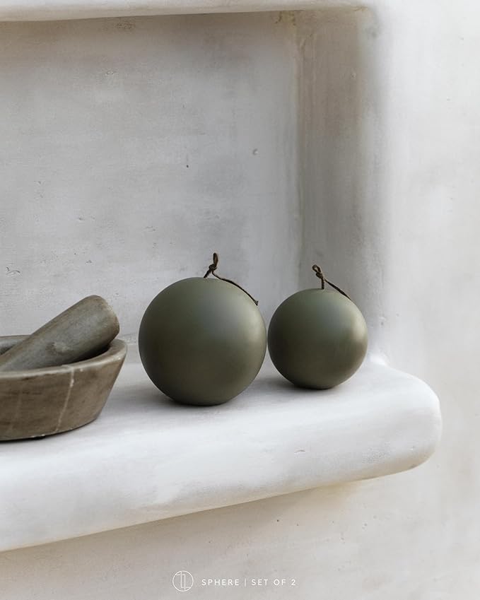 LAWA Set of 2 Sphere Candle - Beautiful Handmade Pillar Scented Soy Wax Elegant Aesthetic Candle
