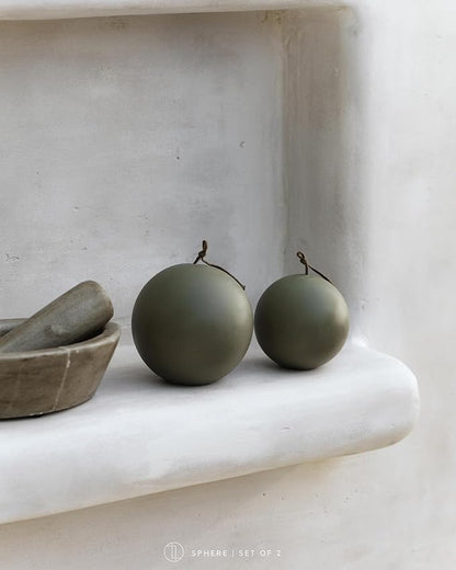LAWA Set of 2 Sphere Candle - Beautiful Handmade Pillar Scented Soy Wax Elegant Aesthetic Candle