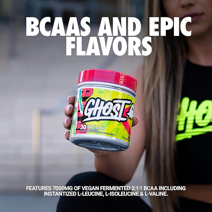 GHOST BCAA Powder Amino Acids Supplement, Lemon Crush - 30 Servings - Sugar-Free Intra, Post & Pre